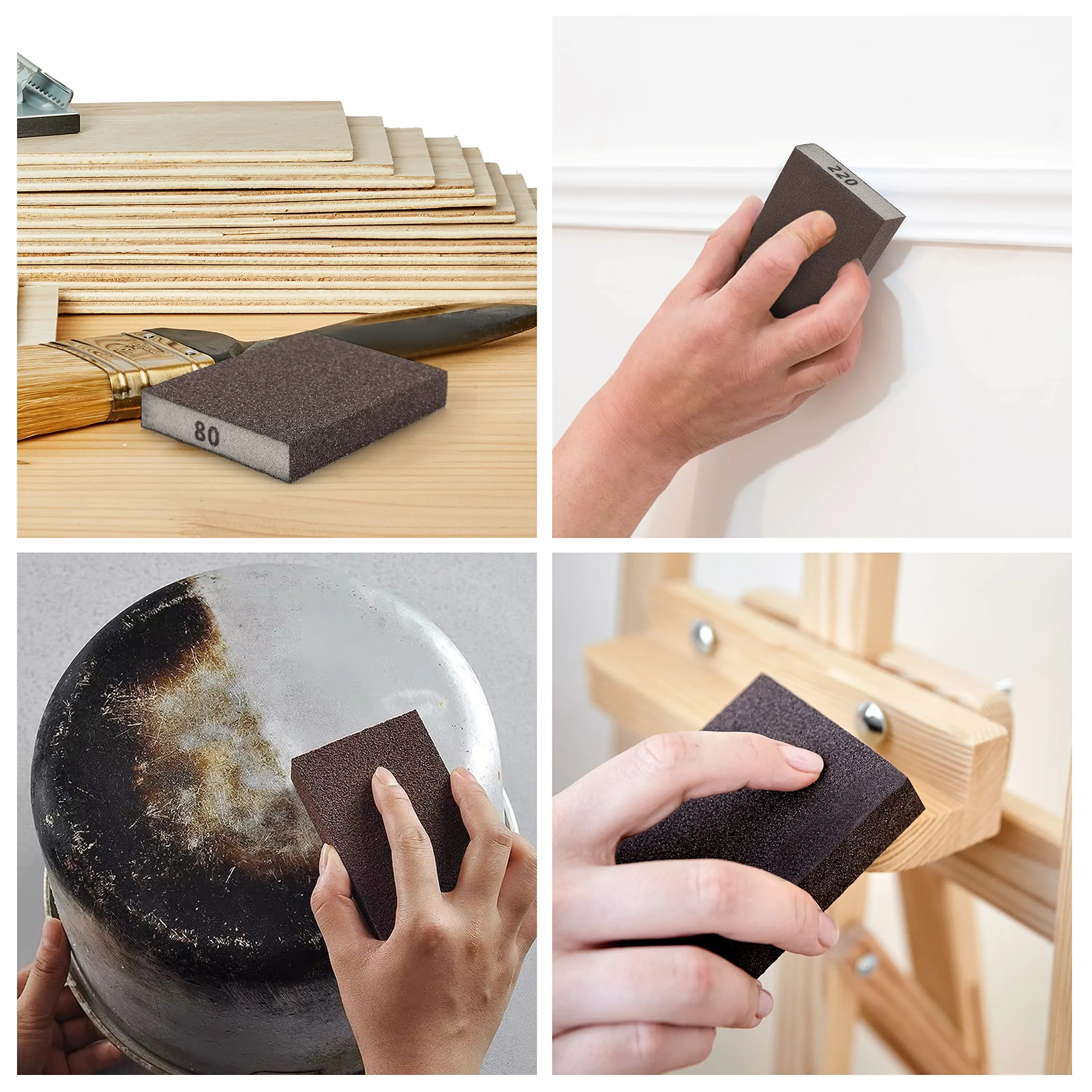 Bates- Sanding Sponge, 4 Pack, 60/80/120/220 Grit Assortment, Sanding Block, Washable and Reusable, Sandpaper Block, Sanding Blocks for Wood, Drywall Sanding Block, Sanding Sponges Variety Pack.