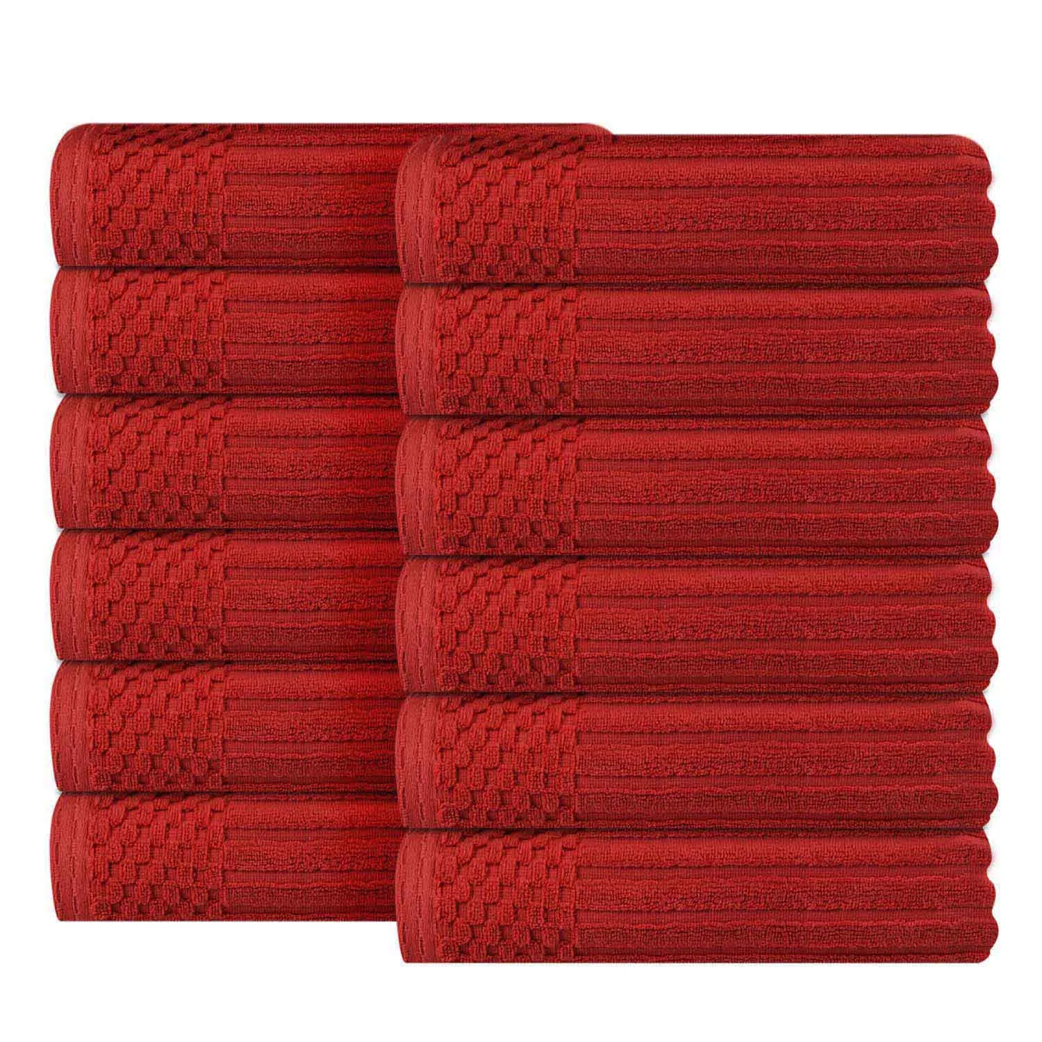 Soho Ribbed Textured Cotton Ultra-Absorbent Face Towel (Set of 12)