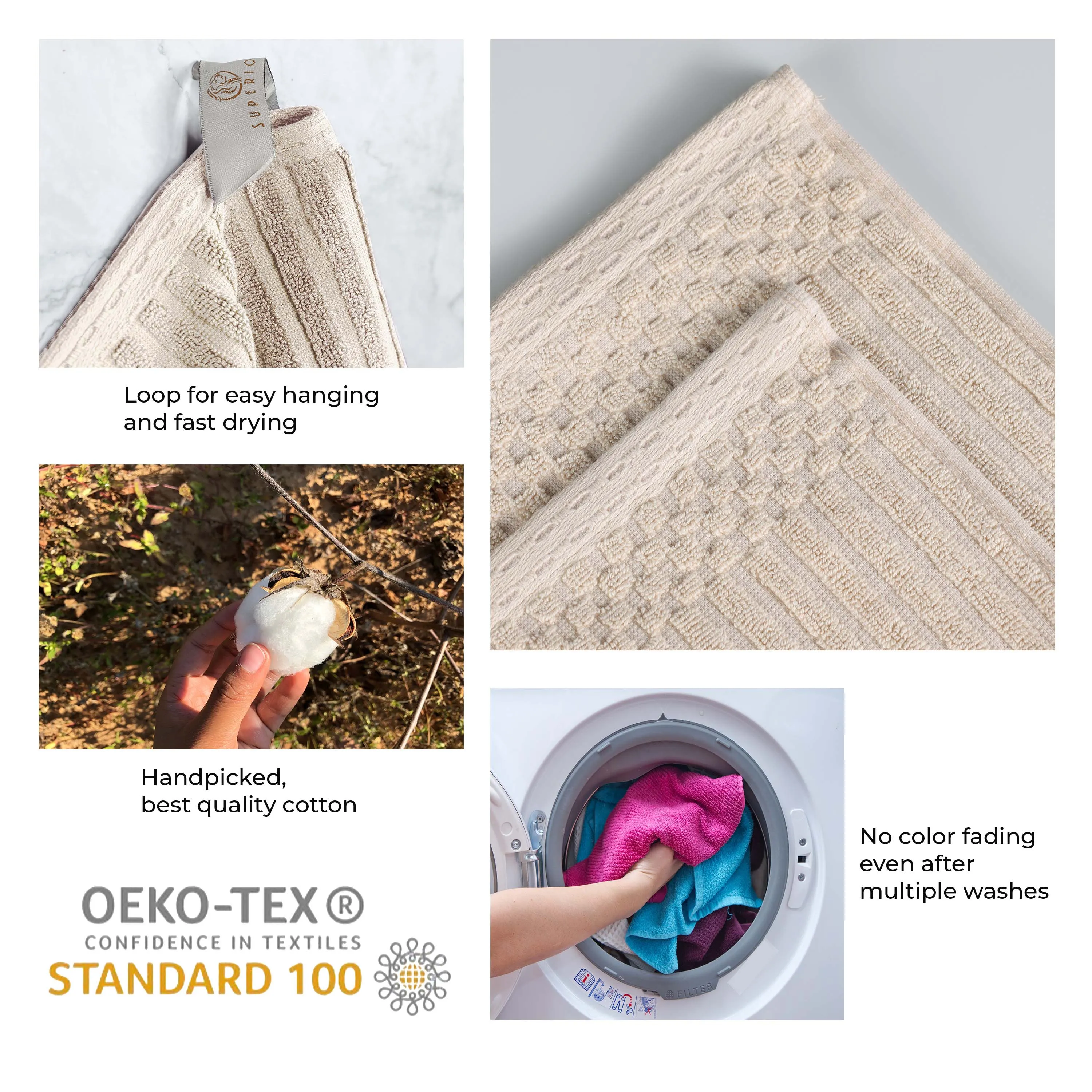 Soho Ribbed Textured Cotton Ultra-Absorbent Face Towel (Set of 12)